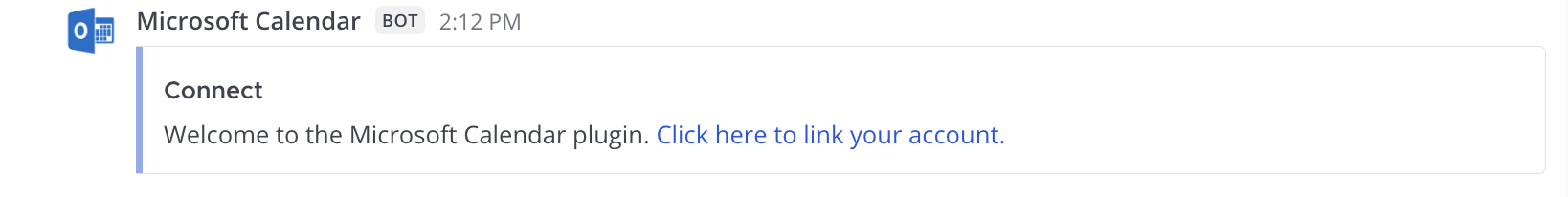 Example of the Connect Account prompt in Mattermost.