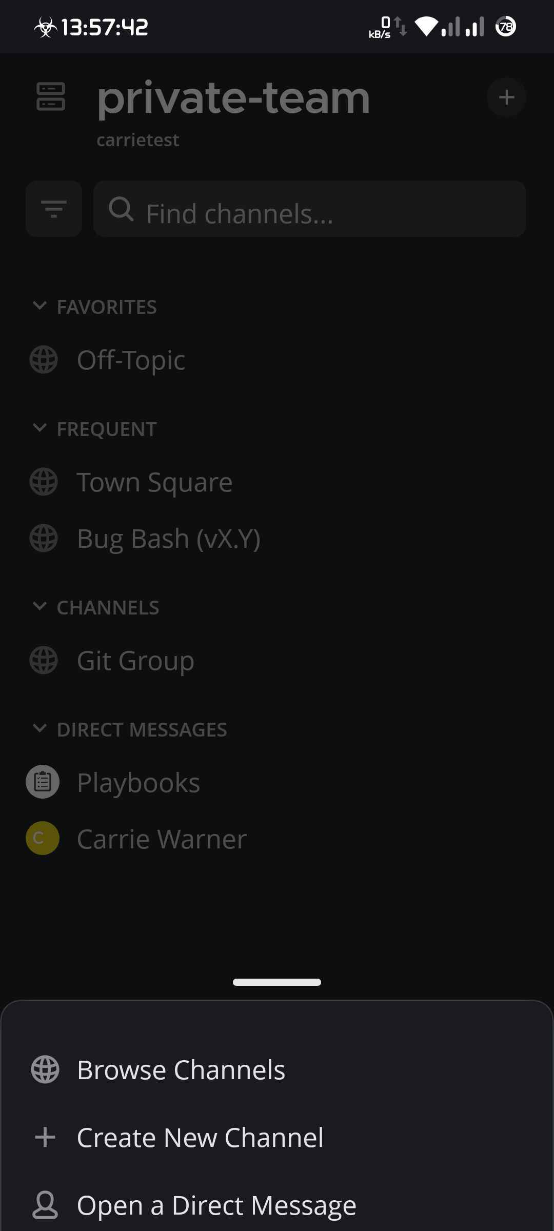 You can create a new channel by tapping the plus in the top right corner.