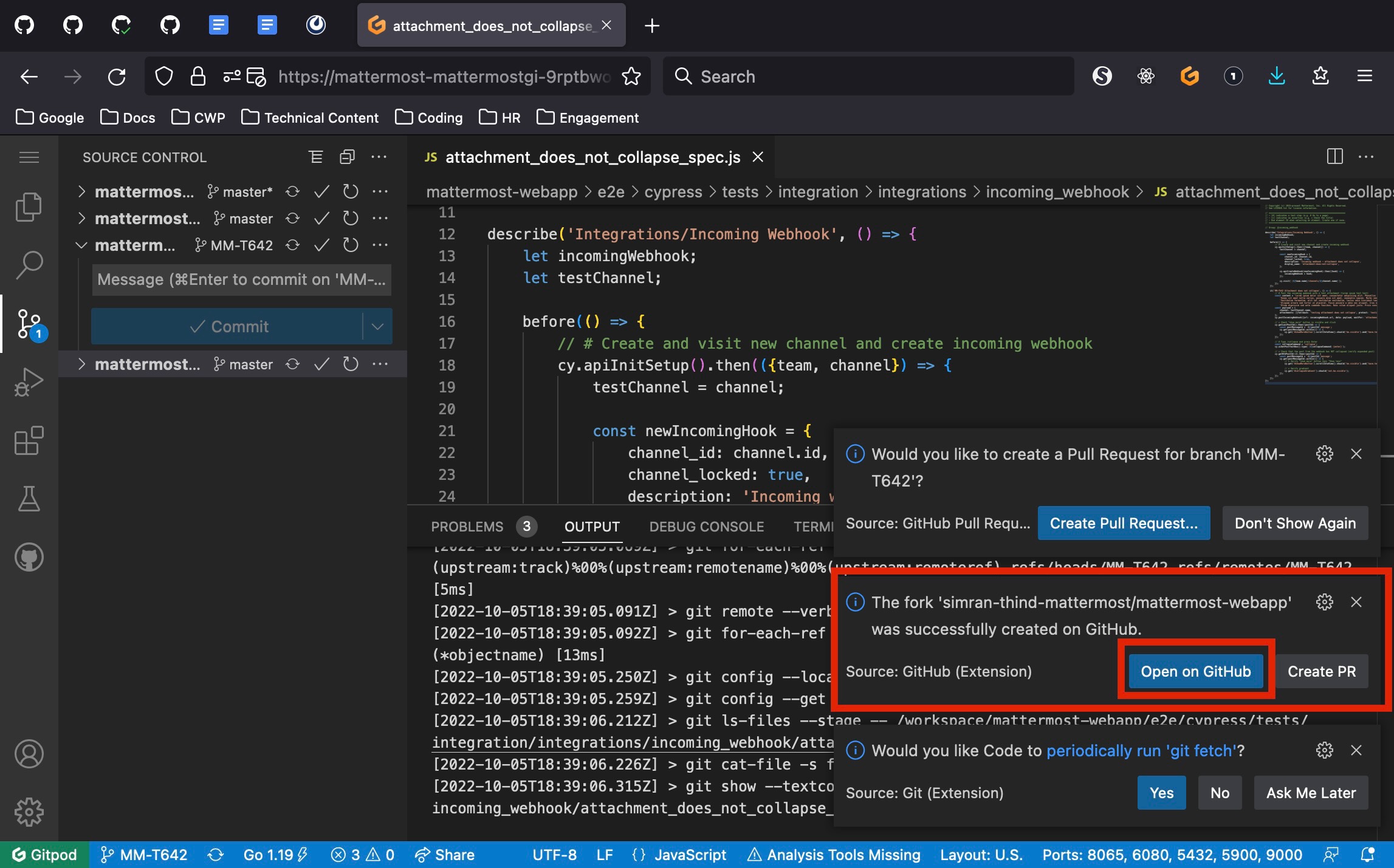 mattermost-gitpod-open-fork-on-GitHub