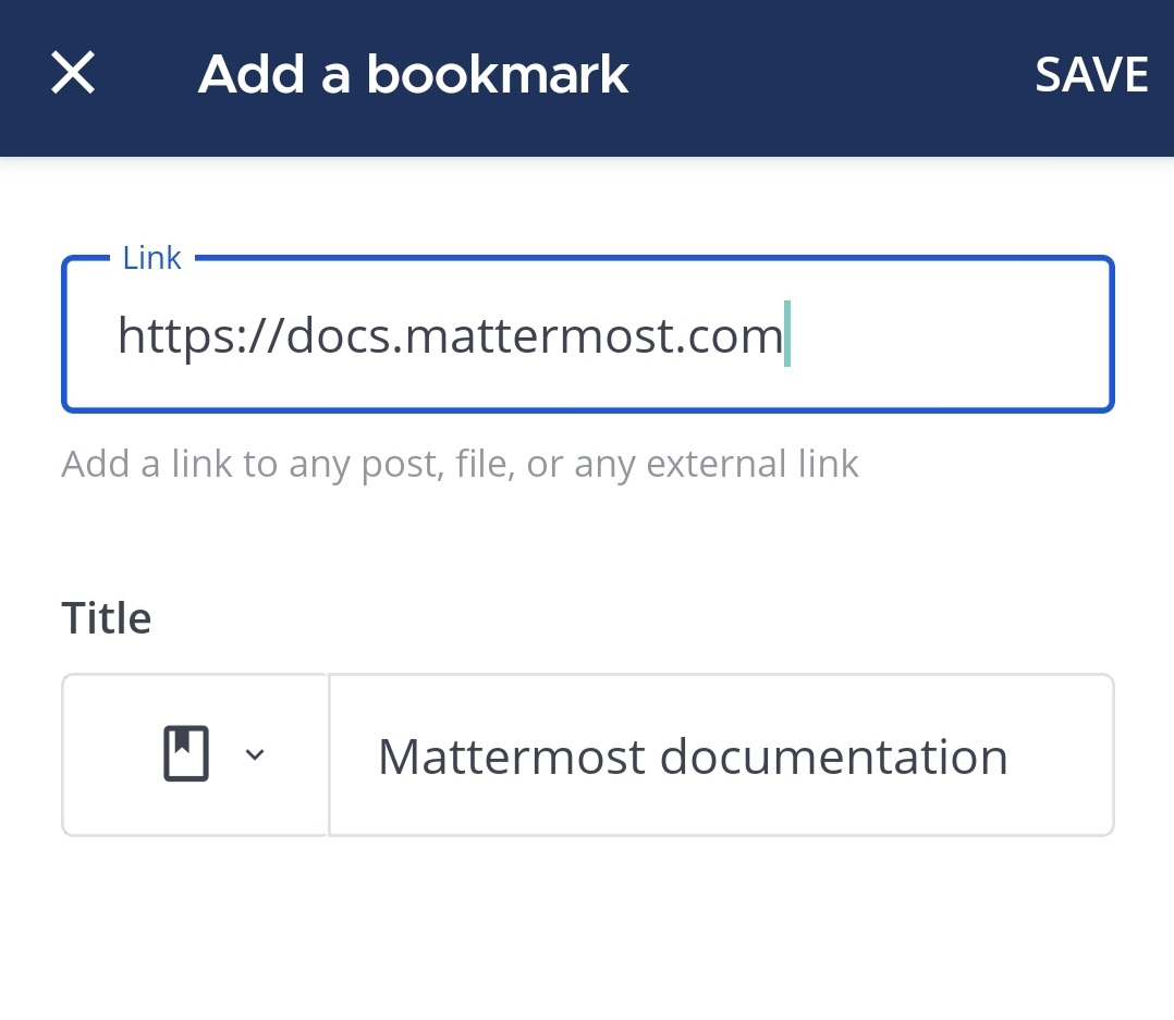 Tap on Add a link to add a Bookmark link.