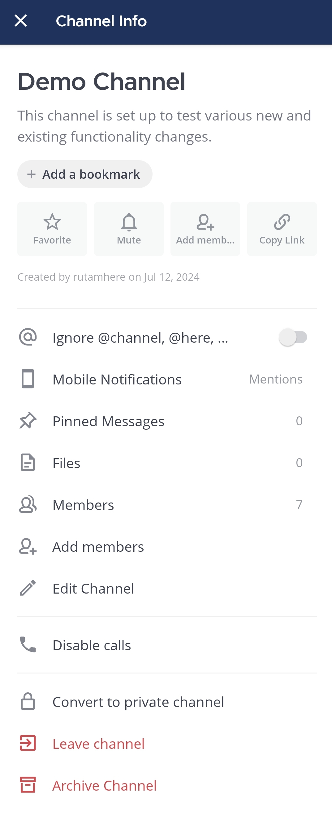 Tap on Convert to private channel to make the channel private.