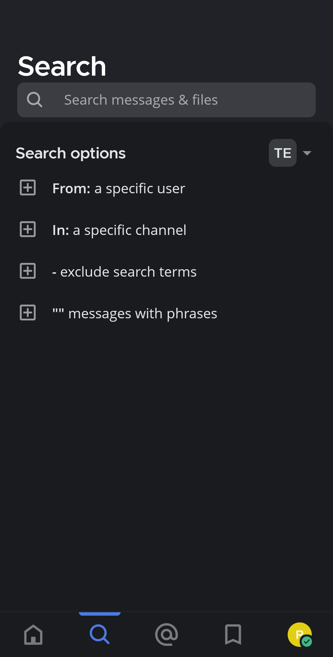 Tap on the Search icon to search for messages.