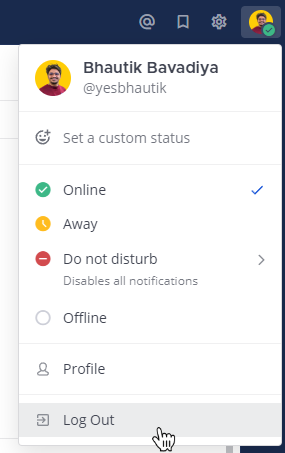 Log out of Mattermost from your profile picture.