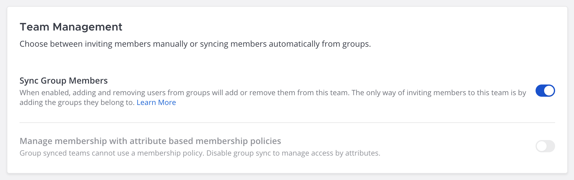 Enable Sync Group Members for a team using the System Console.