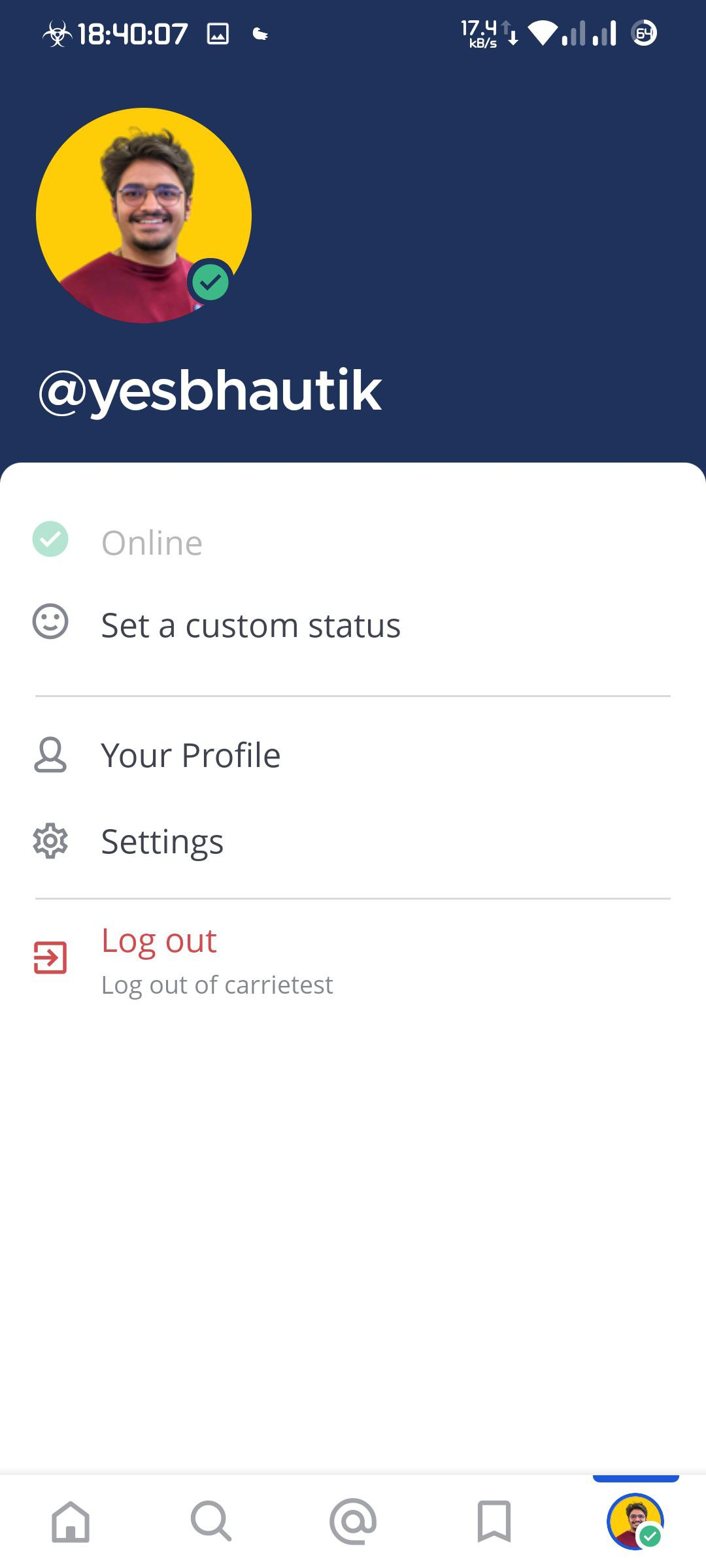 Log out of Mattermost from your profile picture.